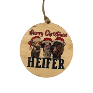 "Merry Christmas Heifer" Christmas Ornament - WW076