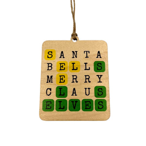 "Santa Elves Wordle" Christmas Ornament - WW083