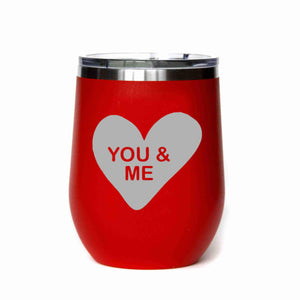 "You & Me" Candy Heart 12 oz Wine Mug