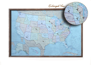 24x16 - Political Antique Color USA Map - US Travel Map - SM011 - Driftless Studios