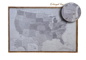 24x16 - Political Gray Scale USA Map - US Travel Map - SM008 - Driftless Studios