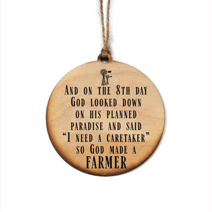 "God Made A Farmer" Christmas Ornament - WW024 - Driftless Studios