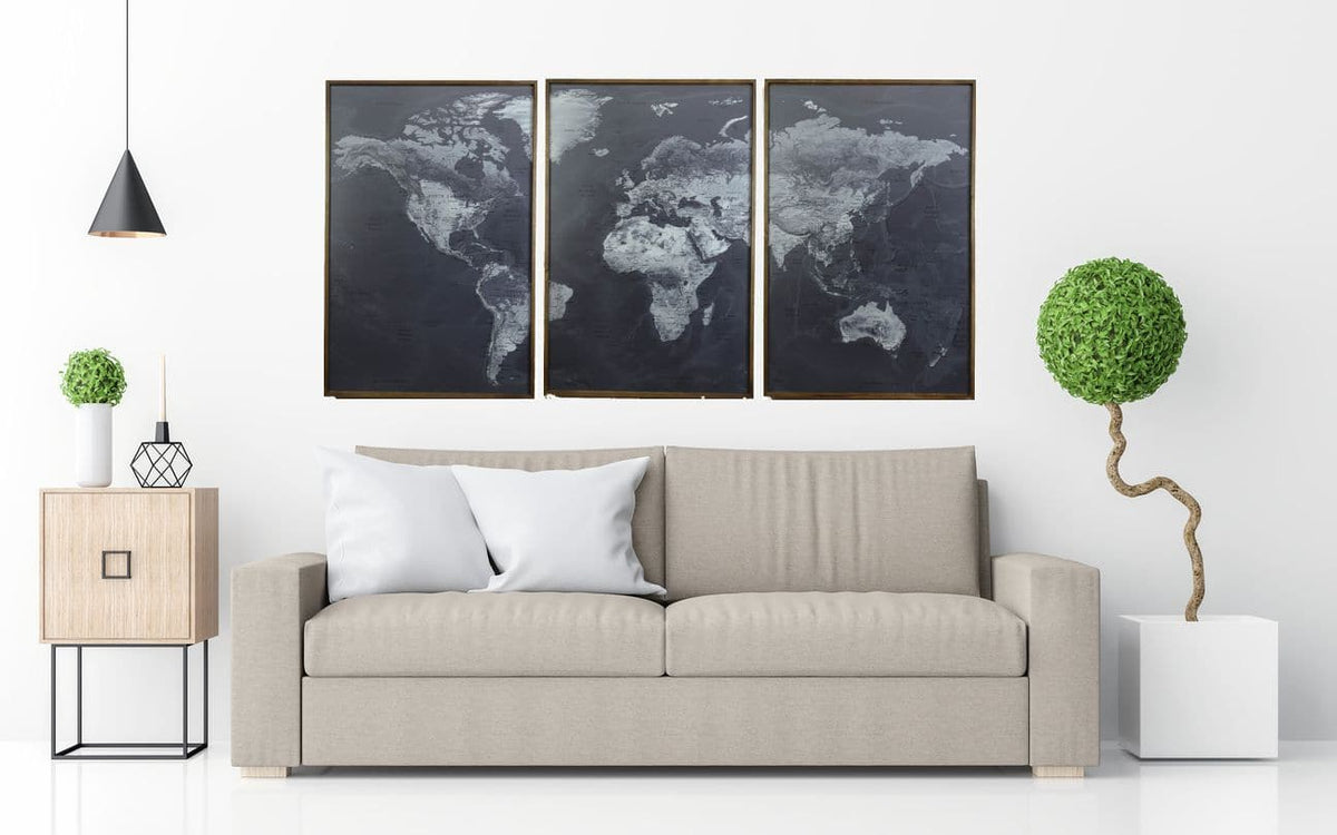 3 Panel World Map
